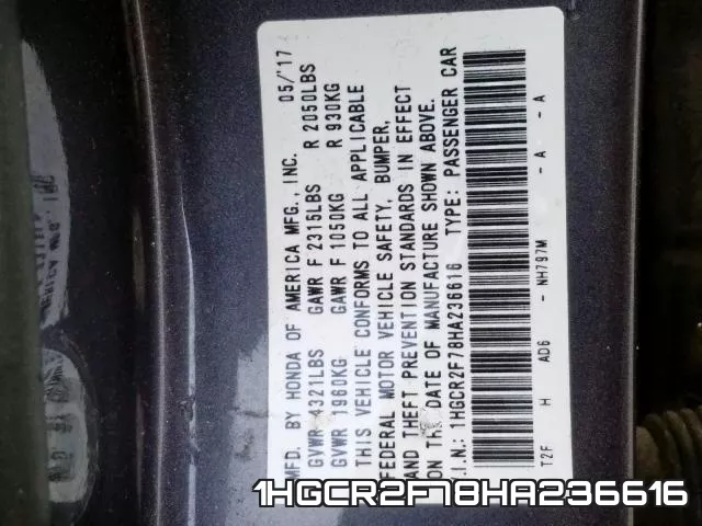 1HGCR2F78HA236616 фото 2