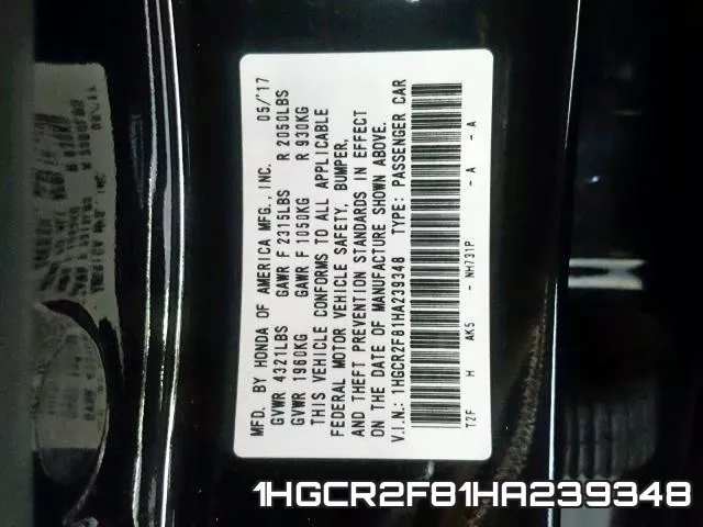1HGCR2F81HA239348 фото 2