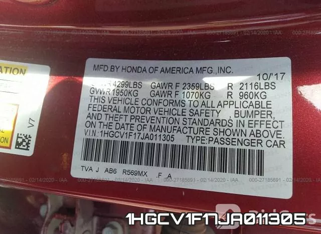 1HGCV1F17JA011305 фото 10