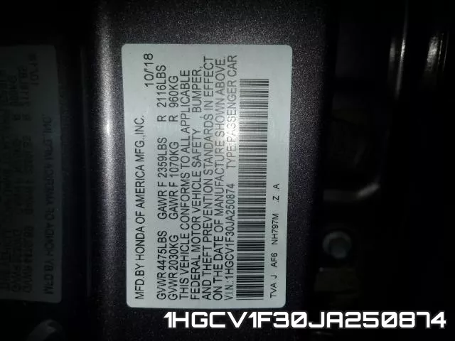 1HGCV1F30JA250874 фото 2
