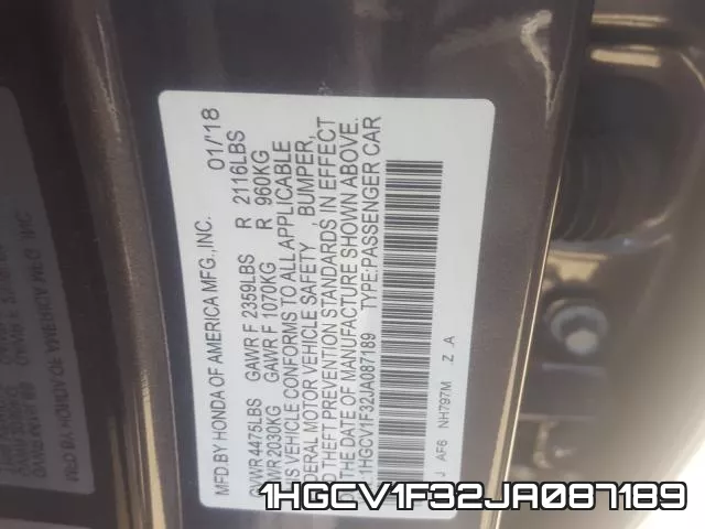 1HGCV1F32JA087189 фото 2