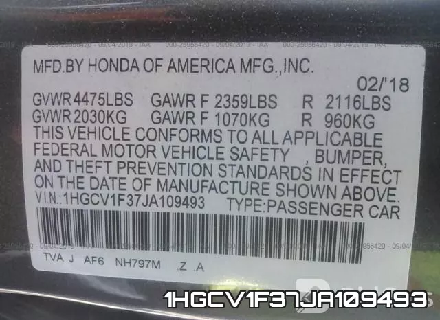 1HGCV1F37JA109493 фото 10