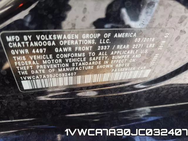 1VWCA7A30JC032407 фото 2