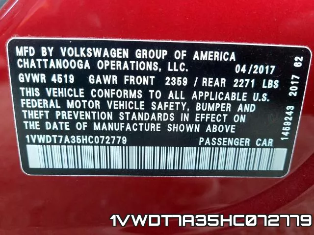 1VWDT7A35HC072779 фото 2