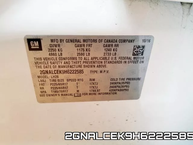 2GNALCEK9H6222585 фото 2