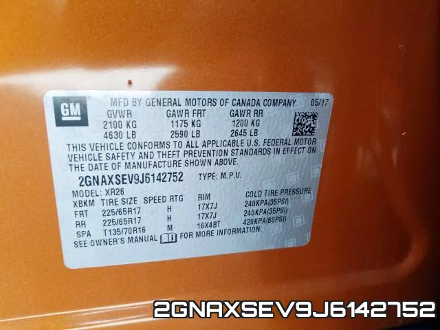 2GNAXSEV9J6142752 фото 2