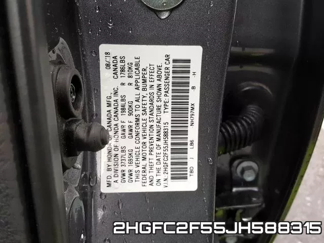 2HGFC2F55JH588315 фото 2
