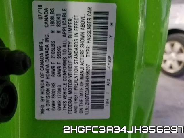 2HGFC3A34JH356297 фото 2