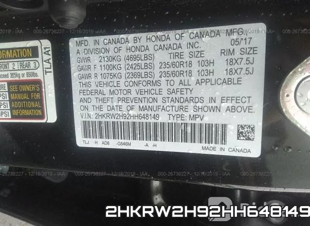 2HKRW2H92HH648149 фото 10