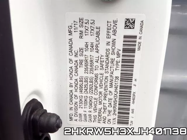 2HKRW5H3XJH401738 фото 2