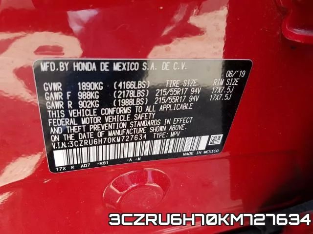 3CZRU6H70KM727634 фото 2