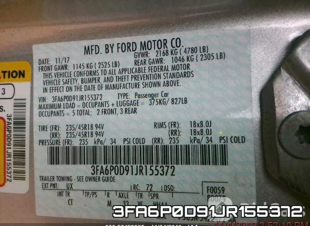 3FA6P0D91JR155372 фото 9