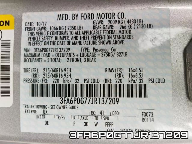 3FA6P0G77JR137209 фото 2