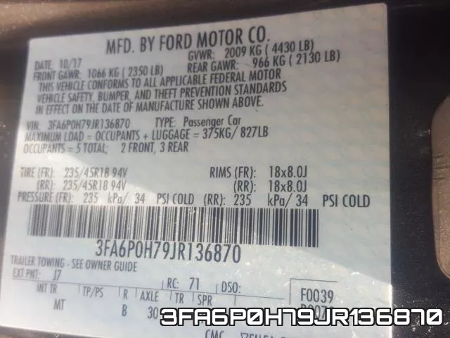 3FA6P0H79JR136870 фото 2