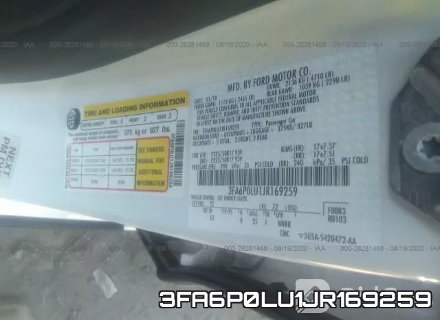 3FA6P0LU1JR169259 фото 10