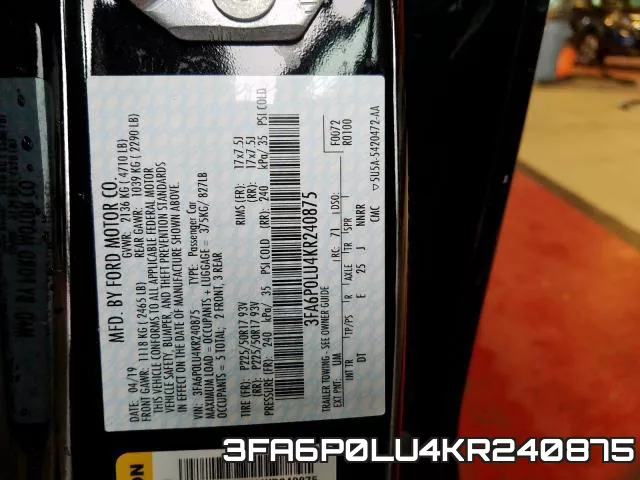 3FA6P0LU4KR240875 фото 2