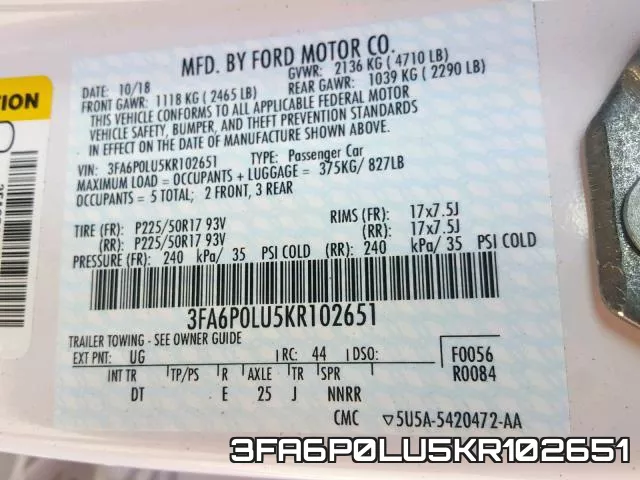 3FA6P0LU5KR102651 фото 2