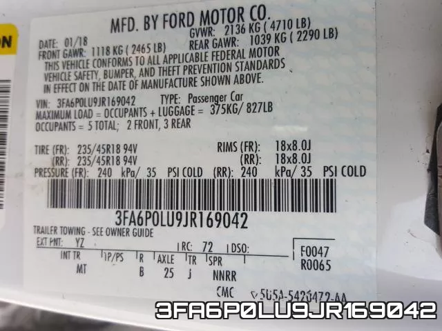 3FA6P0LU9JR169042 фото 2