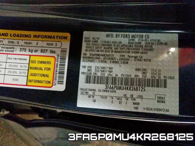 3FA6P0MU4KR268125 фото 2
