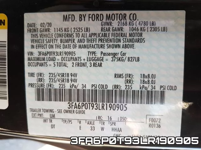 3FA6P0T93LR190905 фото 2