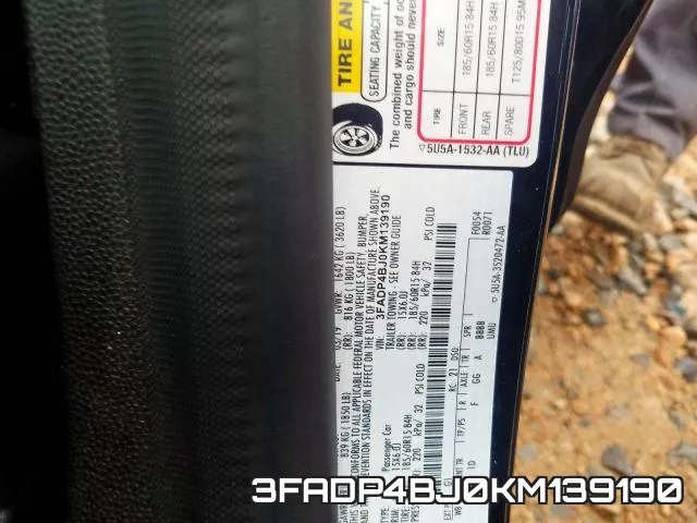 3FADP4BJ0KM139190 фото 2