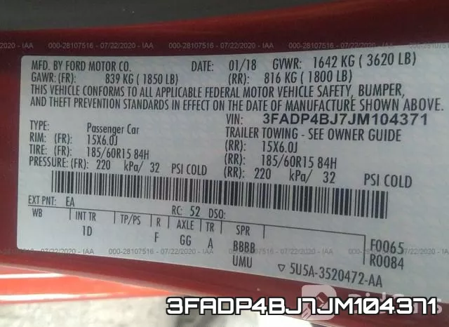 3FADP4BJ7JM104371 фото 10
