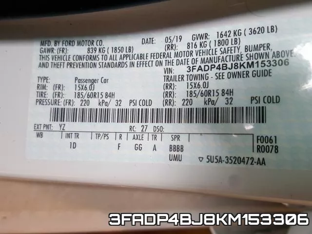 3FADP4BJ8KM153306 фото 2