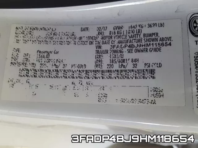 3FADP4BJ9HM118654 фото 2