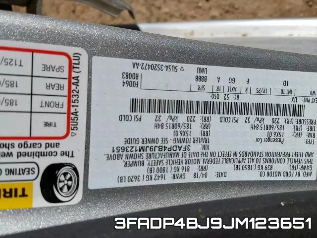 3FADP4BJ9JM123651 фото 2