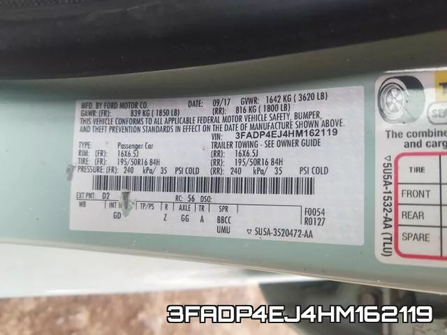 3FADP4EJ4HM162119 фото 2