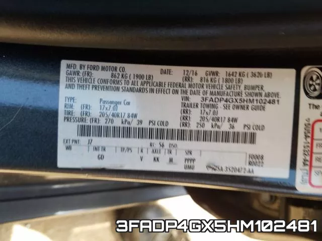3FADP4GX5HM102481 фото 2