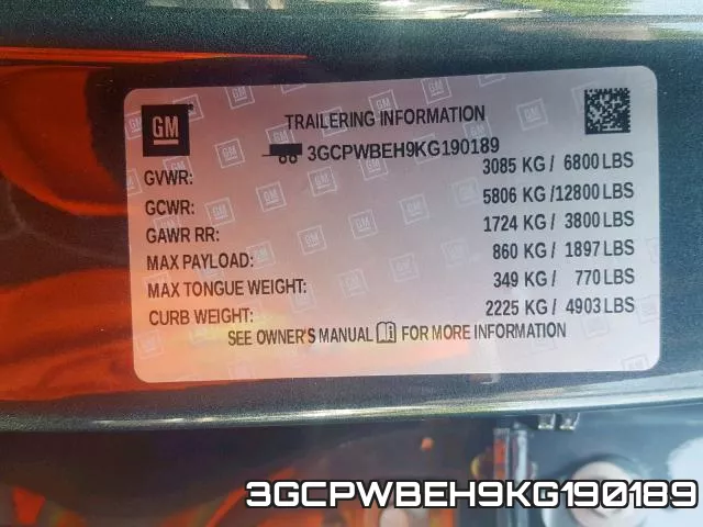 3GCPWBEH9KG190189 фото 2