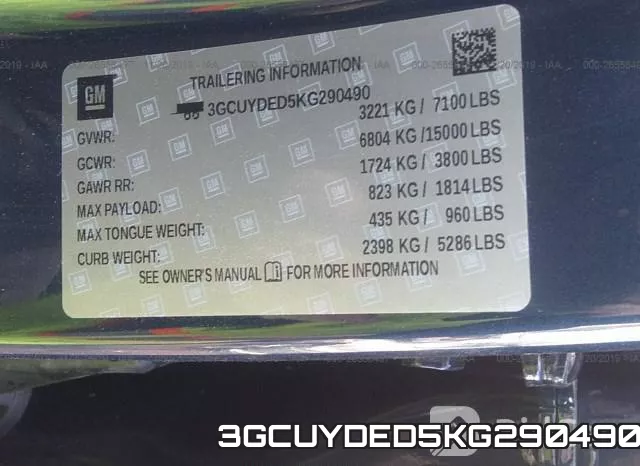 3GCUYDED5KG290490 фото 10