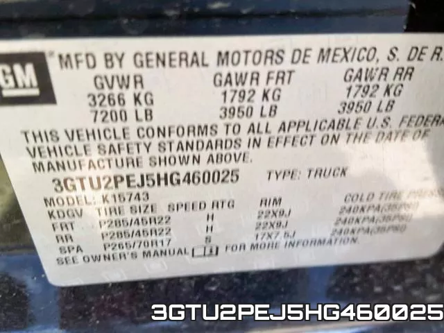 3GTU2PEJ5HG460025 фото 2