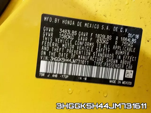 3HGGK5H44JM731611 фото 2