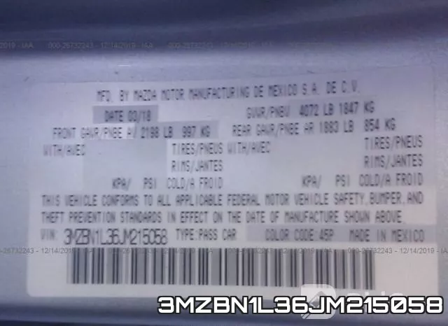 3MZBN1L36JM215058 фото 10