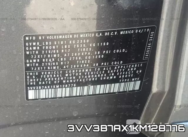 3VV3B7AX1KM128776 фото 10