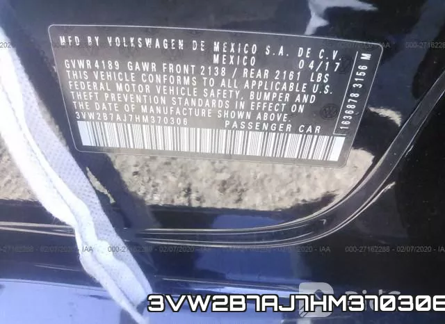 3VW2B7AJ7HM370306 фото 10