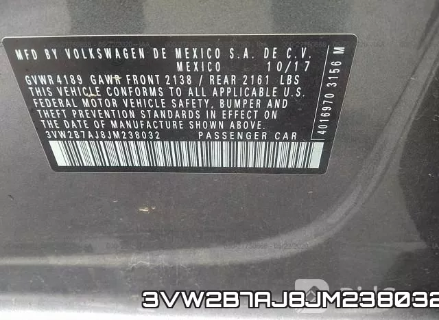 3VW2B7AJ8JM238032 фото 10