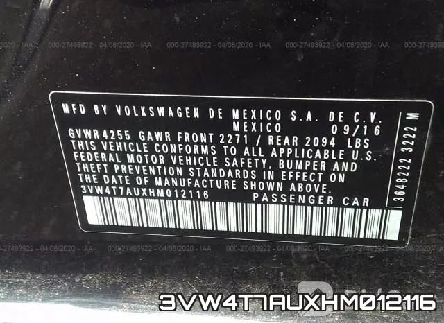 3VW4T7AUXHM012116 фото 10