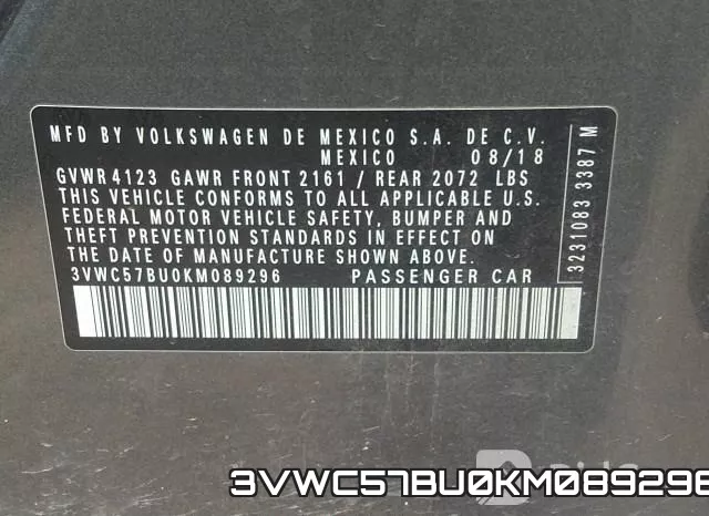 3VWC57BU0KM089296 фото 10
