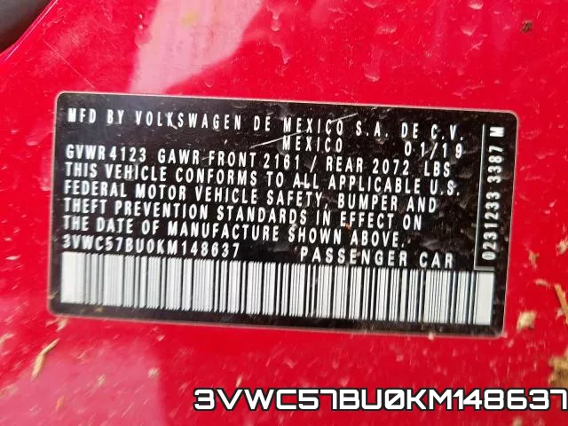 3VWC57BU0KM148637 фото 2