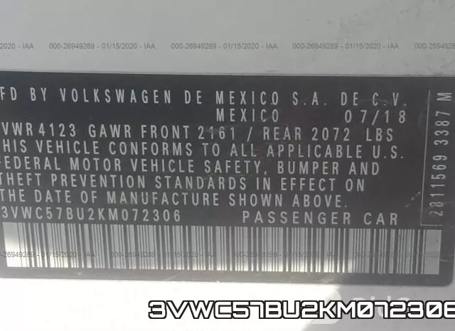 3VWC57BU2KM072306 фото 10