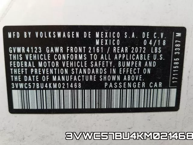 3VWC57BU4KM021468 фото 2