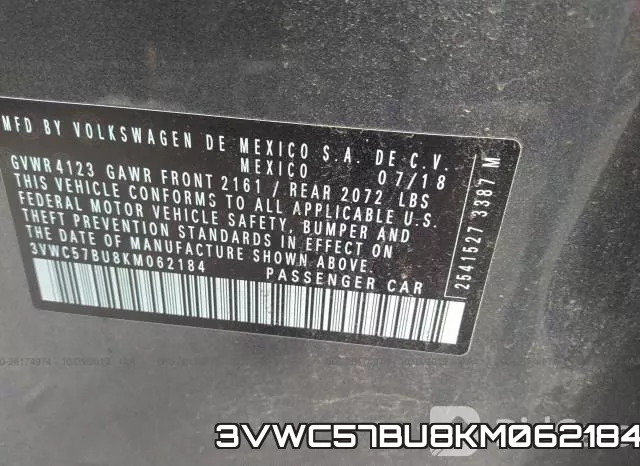 3VWC57BU8KM062184 фото 10