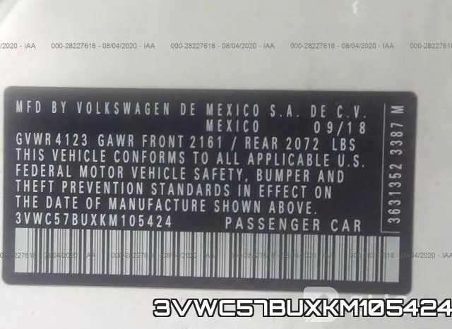3VWC57BUXKM105424 фото 10