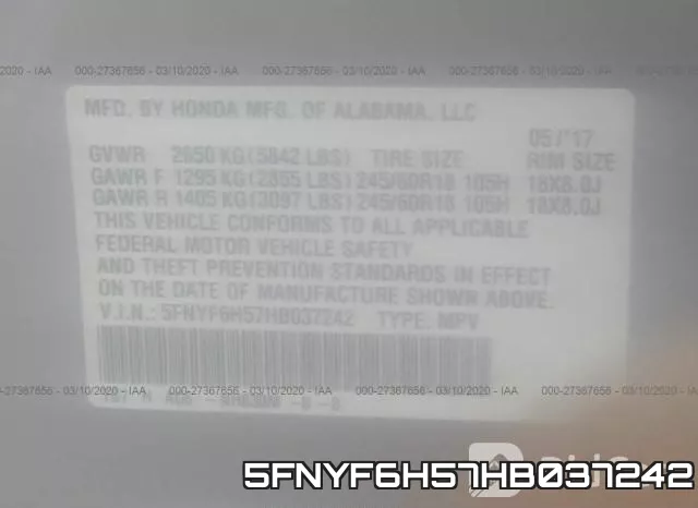 5FNYF6H57HB037242 фото 10