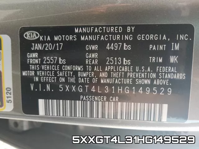 5XXGT4L31HG149529 фото 2