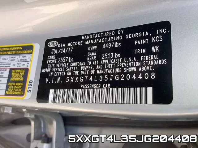 5XXGT4L35JG204408 фото 2