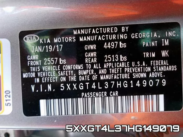 5XXGT4L37HG149079 фото 2